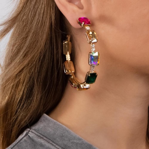 Серьги Moon Paris, Ringo Queen, полукольца, с цветными кристаллами, MRQ-24.06-030 золотистый фото 2