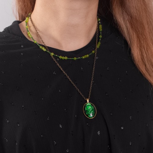 Колье Lanzerotti, Verde, двойное, жад, хризопраз, кристаллы, змея, LZ-24.12-568 зеленый фото 3