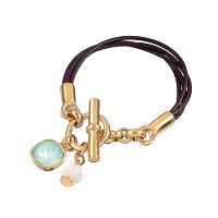 Браслет Tucco, Claire, кожаный, с кристаллом и бусиной, TC26.1-TMPU204-D мятный