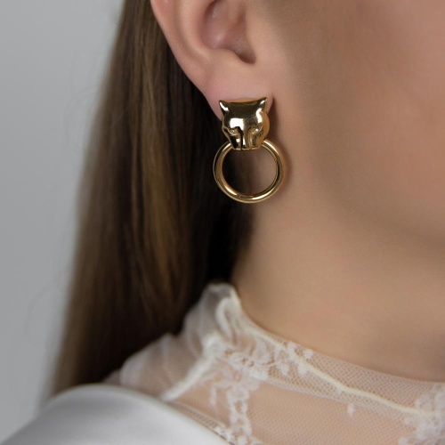 Серьги Polina Firenze, пантера с кристаллами, PF26.1-OR2738 золотистый фото 2