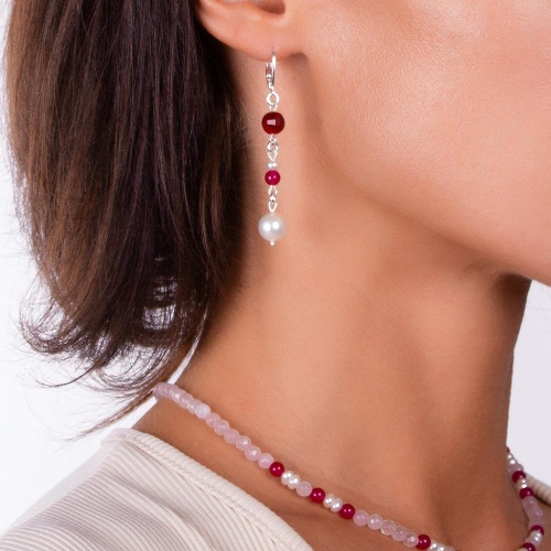 Серьги Lanzerotti, Monroe, жемчуг, тигровый глаз, стеклянная бусина, LZ-23.07-239 лиловый фото 2