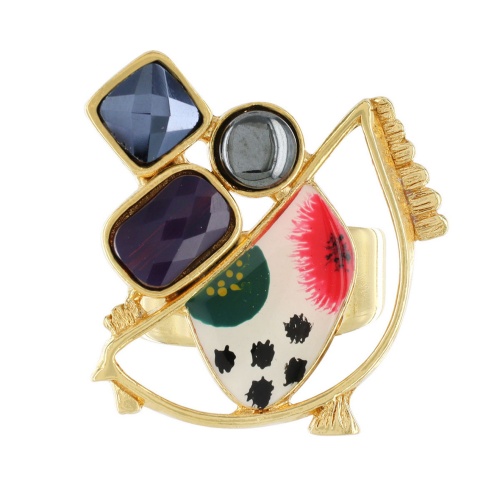 Кольцо TARATATA, Paulette, разъемное, с цветной смолой и бусинами, TT-H23-11420-20M золотистый фото 2