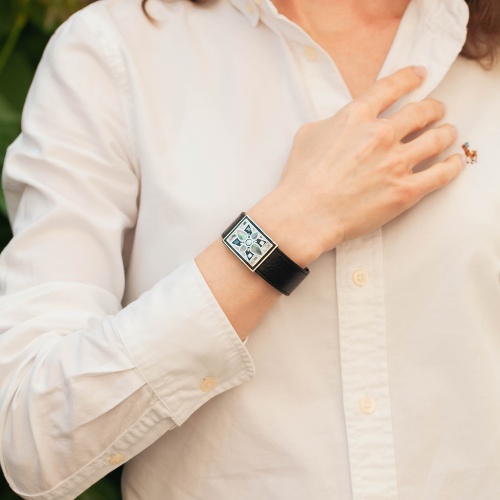 Браслет Fiore Luna на кожаном черном ремешке, CB01688-2 BW/S фото 2