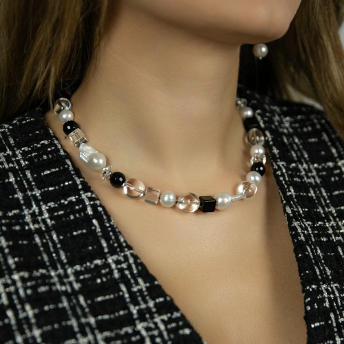 Колье Lanzerotti, Pianoforte, жемчуг, оникс, хрусталь, гематит, LZ-25.12-379 черный фото 2