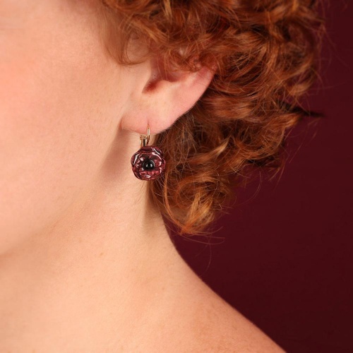 Серьги TARATATA, Carmen, смола, слюдяной порошок, обсидиан, TT-W25-04734-203 красный фото 2