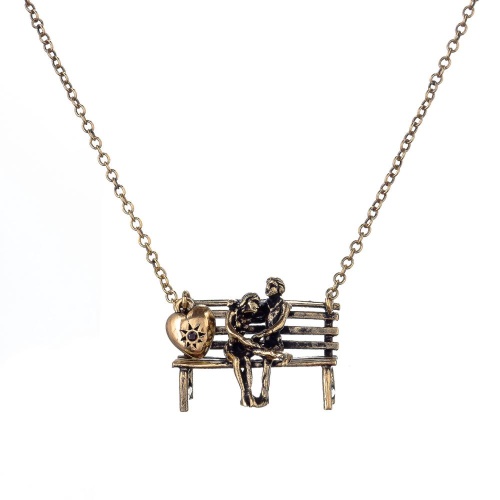 Колье Alcozer&J, "Возлюбленные", сердце с гранатом, AL2406-C4463C золотистый