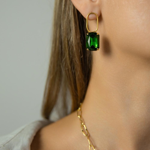 Серьги Catherine Bijoux, Crystal diva, с кристаллом, CB25.1-5281FG зеленый фото 2