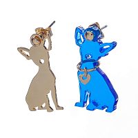 Серьги Moon Paris, Ultra, асимметрия, с подвеской в форме собаки, MU-23.04-003 синий