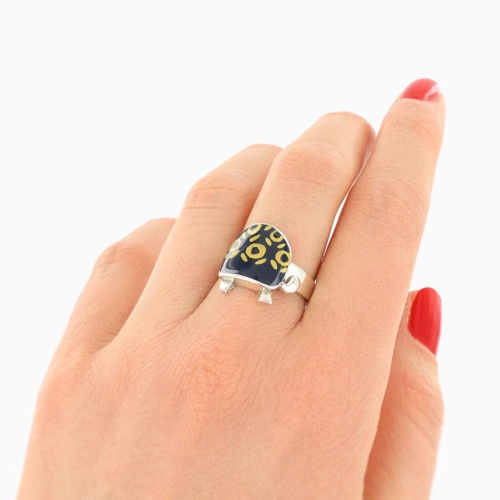 Кольцо TARATATA, Galapagos, разъемное, смола, золотая краска, TT-E25-10423-104 синий фото 3