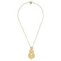 Колье Franck Herval, Cassiopee, амазонит,бусины,Swarovski,эмаль,текстиль, FH23.2-15-63935 золотистый