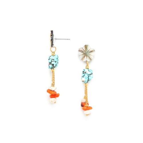 Серьги Nature Bijoux, Formentera, перламутр, говлит, тибетская бирюза, NB22.1-12-77275 бирюзовый фото 4