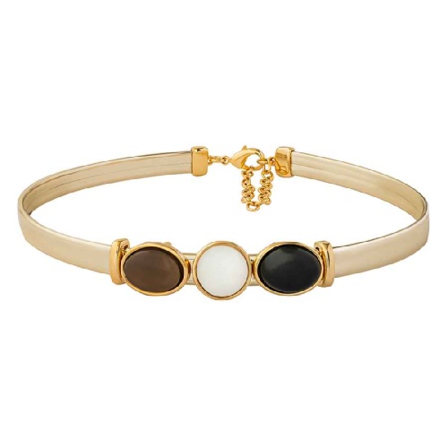 Чокер Possebon mother mosaic/black agate/tiger eye