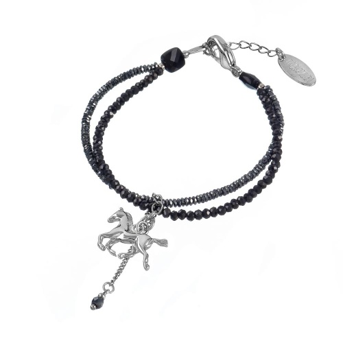 Браслет Lanzerotti, Pianoforte, двойной, шпинель, гематит, кристаллы, LZ-25.12-409 черный