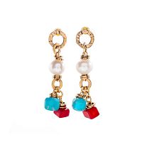 Серьги Alcozer&J, с кораллом, жемчугом и бирюзой, AL-O38BX25-R красный