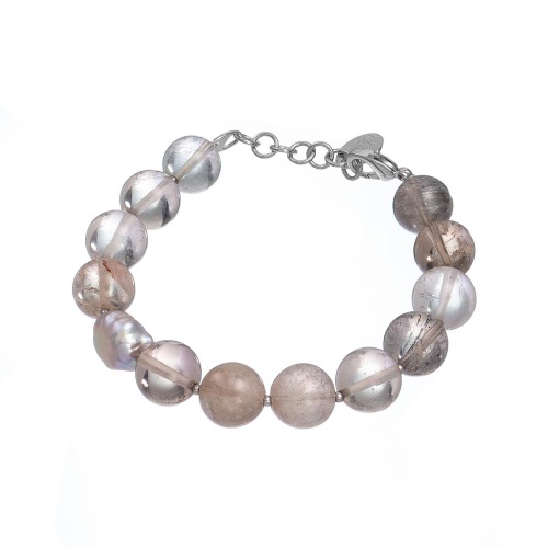 Браслет Lanzerotti, Gelido, с жемчугом и рутиловым кварцем, LZ-25.02-016 серый