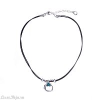 Колье Ciclon, Cometa, кожаное, со звездой, муранское стекло, CN-222808 бирюзовый
