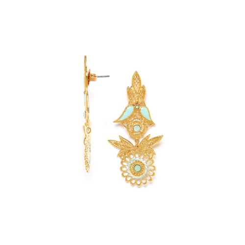 Серьги Franck Herval, Cassiopee, кристаллы Swarovski, эмаль, текстиль, FH23.2-12-68445 золотистый фото 4