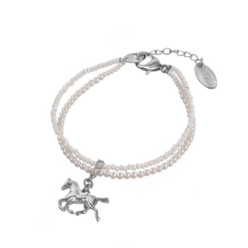 Браслет Lanzerotti, Pianoforte, двойной, перламутр, кристаллы, лошадь, LZ-25.12-406 белый