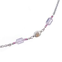 Колье Lanzerotti, Monroe, розовый кварц, жемчуг, кошачий глаз, LZ-23.07-233 розовый