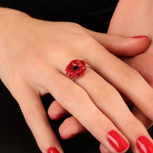 Кольцо TARATATA, Joli coquelicot, разъемное, со смолой и кристаллами, TT-T25-10413-103 красный фото 9