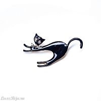 Брошь Moon Paris, Kids, кошка, с кристаллами, MK-21.11-006 черный