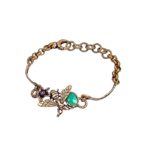 Браслет Alcozer&J, с хризопразом и рубином, AL2502-B58HF24 зеленый