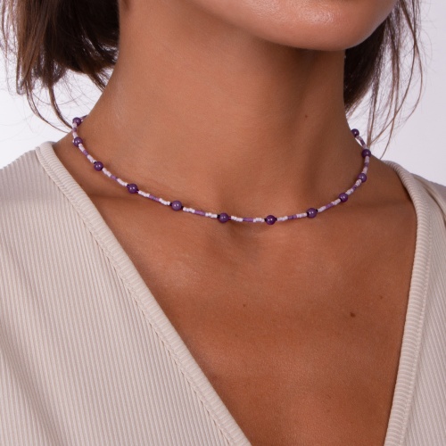 Колье Lanzerotti, Monroe, фосфосидерит, чароит, кристаллы, LZ-23.07-301 фиолетовый фото 5