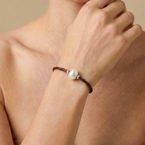 Браслет Nature Bijoux, Bora Bora, кожаный, с жемчугом, NB26.2-13-44692 коричневый фото 2