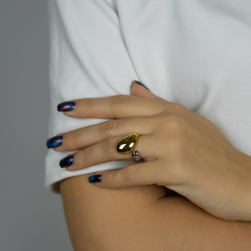 Кольцо Moon Paris, Steel, незамкнутое, двухцветный металл, MS-26.01-011 золотистый, 17,5 фото 2