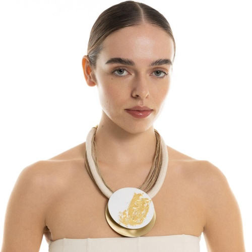 Колье Katerina Vassou, Timbre, с элементами в форме диска, KV26.1-406015GWHITE белый фото 2