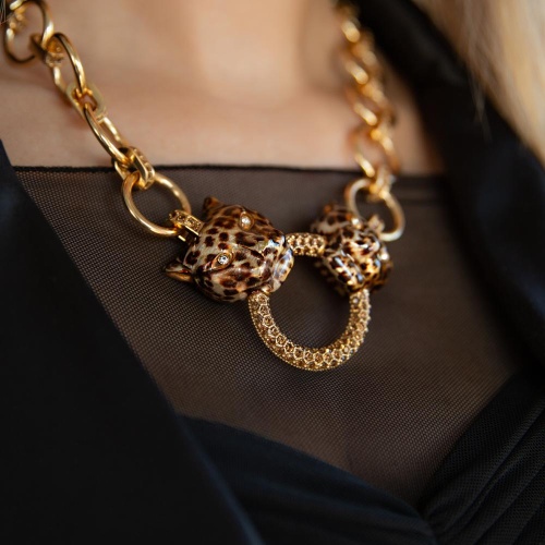 Колье Polina Firenze, ягуар с кристаллами и эмалью, PF25.2-PE4401 коричневый фото 3