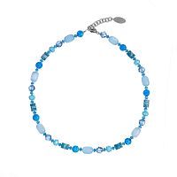 Колье Lanzerotti, Marino, аквамарин, селенит, кошачий глаз, мурано, LZ-25.06-179 голубой