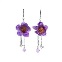 Серьги Lanzerotti, Erbario, с аметистом, кристаллами и цветком, LZ-26.02-059 сиреневый