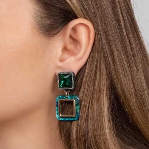 Серьги Moon Paris, Lorian, с кристаллом и подвеской, ML-24.03-021 зеленый фото 2