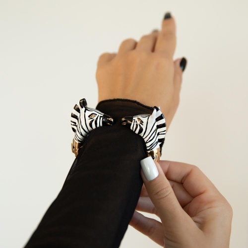 Браслет Polina Firenze, кафф, зебра с кристаллами и эмалью, PF25.2-BR4281 белый фото 5