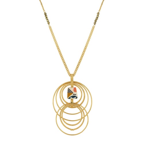 Колье TARATATA, Swing, с цветной смолой и стеклянными бусинами, TT-E23-11120-20M золотистый