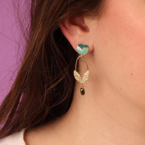 Серьги TARATATA, Crocus, асимметричные,смола,микрошарики,бусины, TT-H24-02954-20M золотистый фото 3