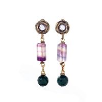 Серьги Alcozer&J, с аметистом, флюоритом и агатом, AL-O48BW24-R сиреневый
