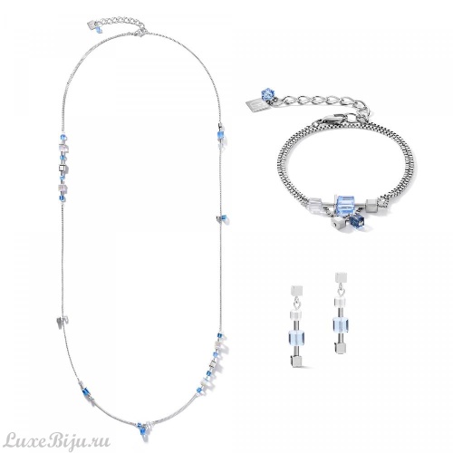 Длинное колье Crystals Silver-Blue 5066/10-0700 фото 4