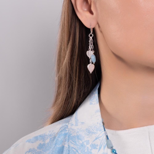 Серьги Lanzerotti, Marino, с агатом, жемчугом и кошачьим глазом, LZ-25.06-186 голубой фото 2