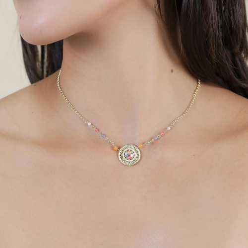 Колье Franck Herval, Suzane, агат, жад, стеклянные бусины, эмаль, FH25.1-15-64340 золотистый фото 4