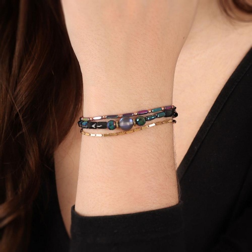 Браслет TARATATA, Clair de lune, со смолой,бусинами и слюдяной пудрой, TT-H24-04306-207 зеленый фото 4