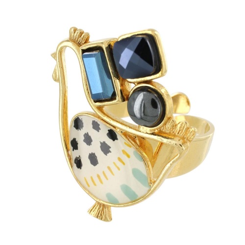 Кольцо TARATATA, Paulette, разъемное, с цветной смолой и бусинами, TT-H23-11423-20M золотистый