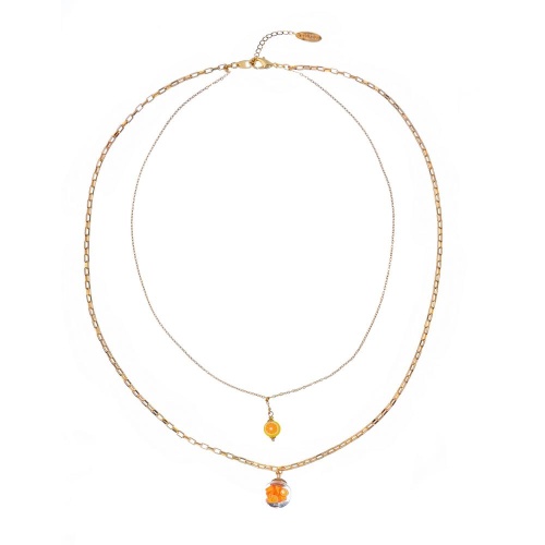 Колье Lanzerotti, Caribi, двойное, декор из стекла, полимер, LZ-26.06-206 оранжевый