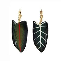 Серьги TARATATA, Pirogue, асимметрия, с цветной смолой и росписью, TT-H26-08774-30M зеленый