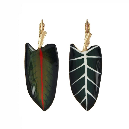 Серьги TARATATA, Pirogue, асимметрия, с цветной смолой и росписью, TT-H26-08774-30M зеленый