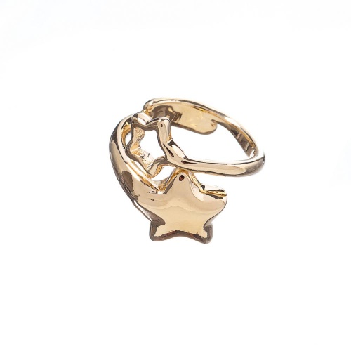 Кольцо Ciclon, Cometa, незамкнутое, со звездами, CN-220507 золотистый, 18,5 фото 4