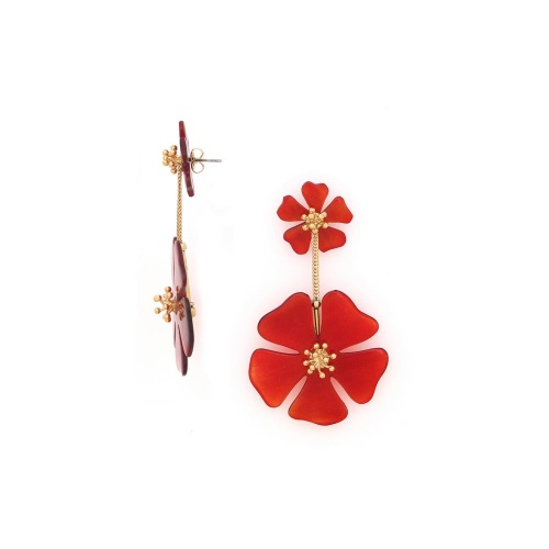 Серьги Nature Bijoux, Hibiscus, с цветами из рога, NB25.1-12-79980 красный фото 2