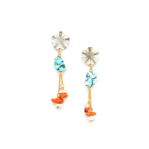 Серьги Nature Bijoux, Formentera, перламутр, говлит, тибетская бирюза, NB22.1-12-77275 бирюзовый