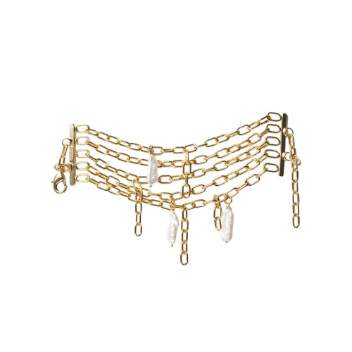 Браслет Katerina Vassou, Tempo, многослойный, с жемчугом, KV26.1-405878G золотистый